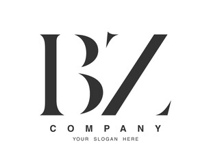 BZ logo design. Initial letter b and z serif font style. Creative classic company name typography. Trendy logotype or identity.