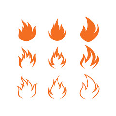 A collection of stylized flame icons in various designs, ranging from bold to minimalistic. perfect for use in graphic design, logos, app interface, and web design.