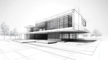 architect design working drawing sketch plans blueprints and making architectural construction model in architect studio
