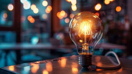 creative light bulb concept with digital elements and glowing effects