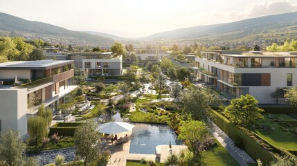 Obraz premium Eco-Friendly Neighborhood with Modern Technology
