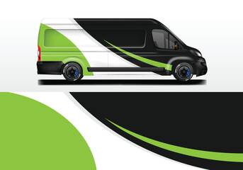 Van wrap design livery vector, decal van car green