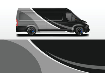 Van wrap design livery vector, decal sport grey