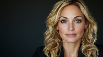 Naklejka premium A woman with long blonde hair and blue eyes