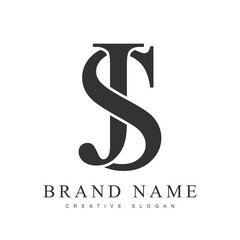 JS trendy logotype template. Initial letter j and s classic font style. Creative logo for company name or identity.