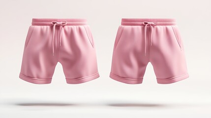 Pink Sweatshorts Mockup Pair Minimalist Studio Design