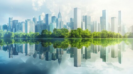 Urban Skyline Reflection in Tranquil Waters