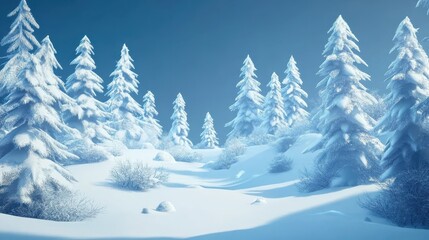 Fototapeta premium Landscape. Frozen winter forest with snow covered trees.