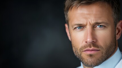 Obraz premium A close up of a man with a serious look on his face