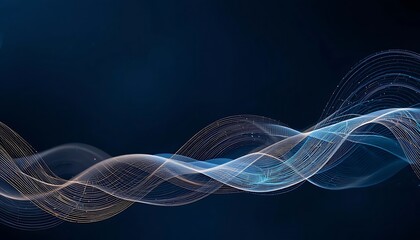 Abstract Blue and Gold Wave Lines Design