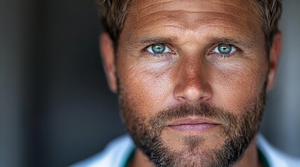 Obraz premium A close up of a man with blue eyes and a beard