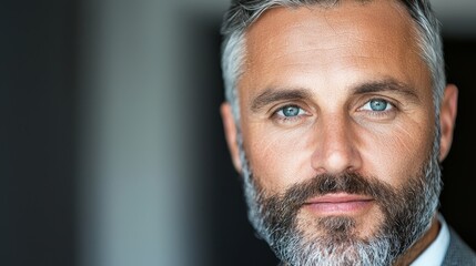 Obraz premium A close up of a man with a beard and blue eyes