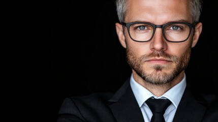 A man in a suit and tie wearing glasses