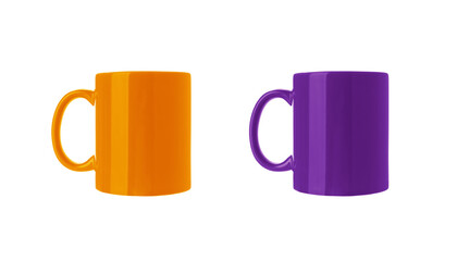 Blank cups isolated on white, set. Mockup for design