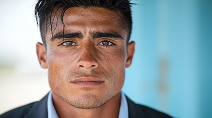 Obraz premium A close up of a man in a suit looking at the camera
