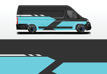 Van wrap design livery vector, decal sport blue