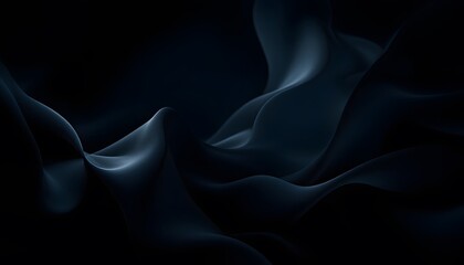 Obraz premium Elegant smoke waves in dark blue background. Abstract flowing curves and smooth shapes in navy color. Mysterious misty pattern for creative design, banners and backgrounds with copy space