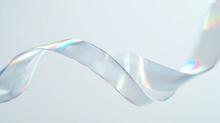 Cascading holographic ribbons in loose spirals with spring-inspired iridescence