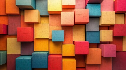 Vibrant 3D Colorful Cubes Abstract Background