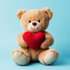 Obraz premium Adorable teddy bear holding a red heart.