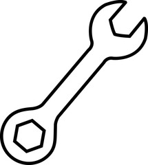 Wrench key icon. Simple wrench tool line vector icon for web design on white background. Automotive Icon. Settings and repair, service sign - stock vector. Mechanic spanner vector.