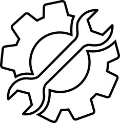 Wrench and screwdriver key icon. Simple setting tool line vector icon for web design on white background. service icon. Settings and repair, service sign - stock vector. Mechanic spanner vector.