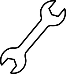 Wrench key icon. Simple wrench tool line vector icon for web design on white background. Automotive Icon. Settings and repair, service sign - stock vector. Mechanic spanner vector.
