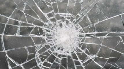 Obraz premium Cracked window pane symbolizing chaos and renewal in spring