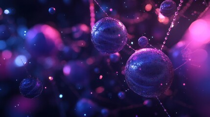 Abstract Cosmic Spheres: A Symphony of Purple and Pink Nebulae