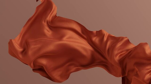 Fabric wave looping motion. Abstract seamless animation minimal fashion scene. Silk cloth move in the air 3d render