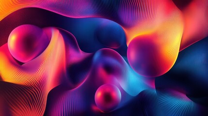 Fototapeta premium Abstract Colorful Waves and Spheres Digital Art