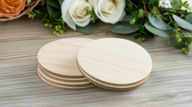 Elegant wedding keepsake ideas: personalized wooden coasters for stylish table decor
