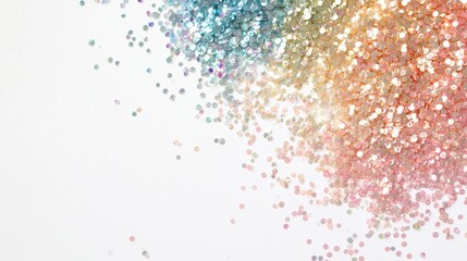 Iridescent sequins scattered in rainbow gradient for creative designs