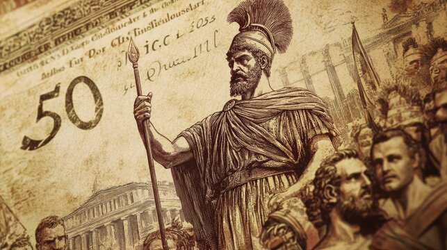 Pericles's Funeral Oration on the 1955 50 drachma currency from Greece. Pericles' well-known historical speech from the conclusion of the first year of the Peloponnesian War.
