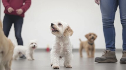 Puppy socialization in class setting for early development and interaction