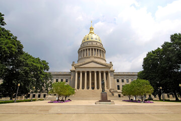 State Capitol Building at Charleston West Virginia WV.  Charleston artist Bernard Wiepper created a nine-and-a-half foot bronze casting of the Abraham Lincoln Statue