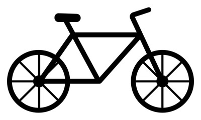 Black bicycle icon in minimal outline style. Perfect for transport, cycling, eco travel, and fitness themes. Clean vector design on white background.