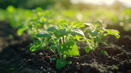 Vibrant Young Plants in a Lush Field