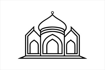 A mosque silhouette vector icon logo on white background.