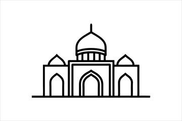 A mosque silhouette vector icon logo on white background.