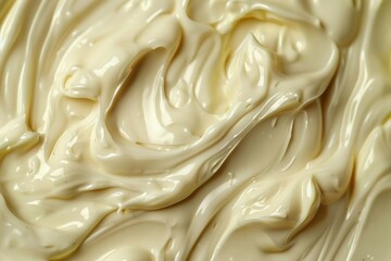  Cream colored garlic mayonnaise sauce. Image illustrated food for advertisement