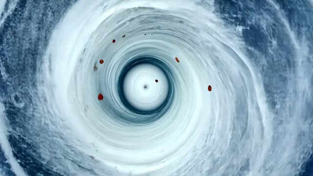 Powerful rotation of storm clouds forms a massive cyclone during a severe weather event in nature
