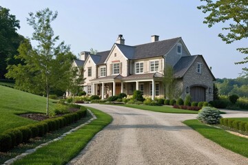 Rural Estate: Home with Spacious Front Yard and Gravel Driveway