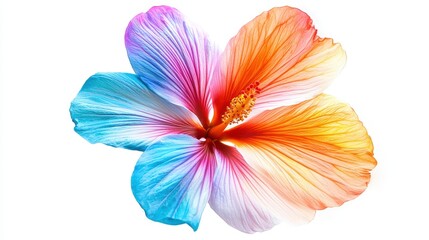 A vibrant tropical flower with vivid colors on a white isolated background