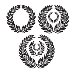 set of black and white laurel signs illustration