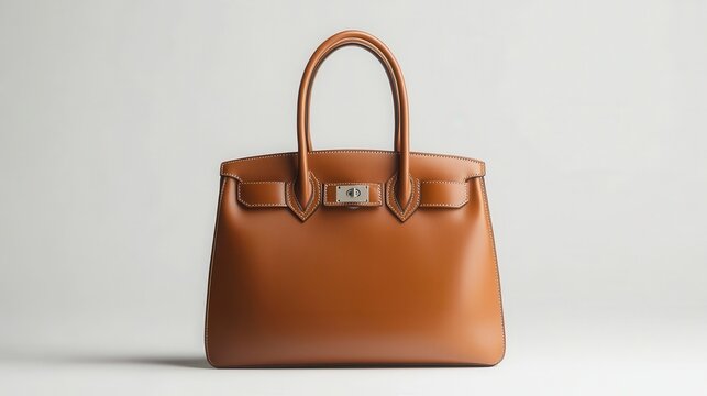 A luxury leather handbag with a sleek design on a white isolated background