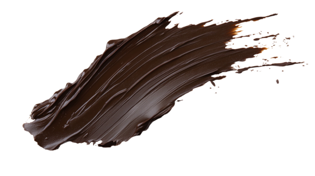 Dark chocolate brushstroke isolated on white and transparent background