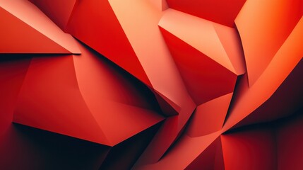 Obraz premium Abstract Red Polygonal Composition: A Vivid Display of Geometric Shapes and Intense Color