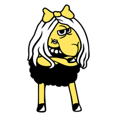 Black Sheep Girl Woman Goth Emo Pretty Angry Sad Design Lover Art Vector Illustration Card T-Shirt Poster Sticker Graphic Print Decorative Drawing Isolated Logo Decoration Symbol Creative Cool Style
