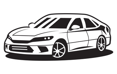 Abstract Classic vintage sports car silhouette vector 
illustration in black and white drawing style on a 
white background,coloring book.